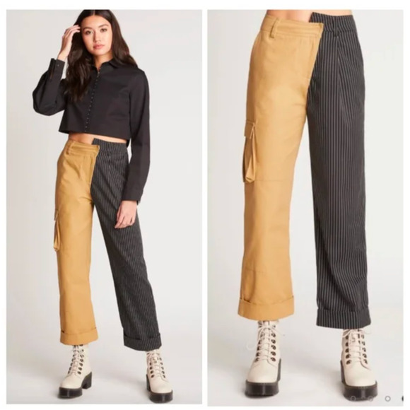 Choosy Khaki/Black Two Tone Pants Size 2 NWT - Picture 4 of 7